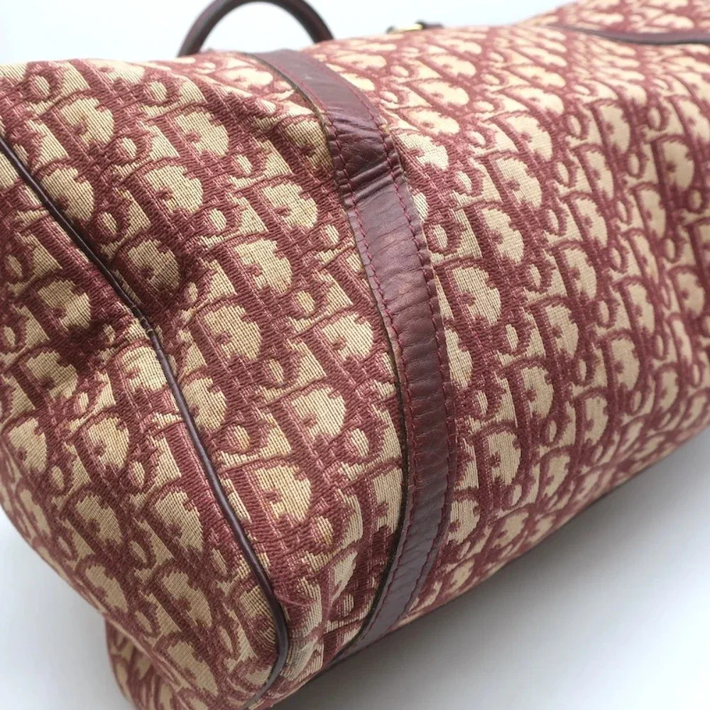 Vintage Christian Dior Trotter Boston Bag Burgundy Diorissimo Canvas - Picture 8 of 11